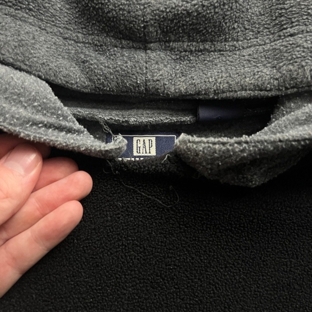 Vintage Gap Hoodie Mens Large Black 1990s Fleece Athletic Logo Pullover - Picture 4 of 10